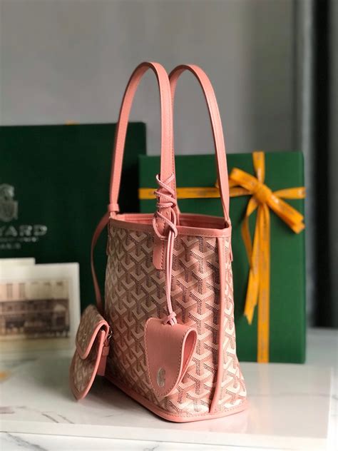 goyard goyardine rose pink anjou mini reversible tote bag|Goyard mini anjou blue.